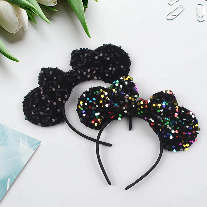 Neue Pailletten-Mausohren-Haarreifen für Mädchen und Frauen, glitzernde Pailletten, 5" Schleifen-Haarbänder, Festival-Party-DIY-Haaraccessoires für Damen – Detail 10