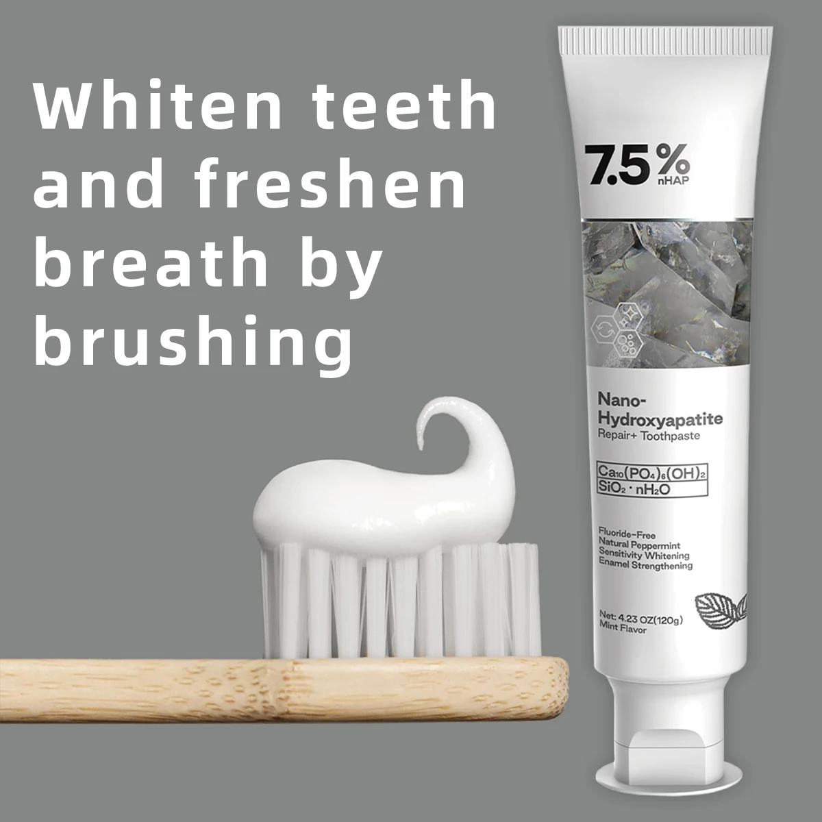 Nano hydroxyapatite fluoride free toothpaste for advanced enamel care teeth whitening brightening removing
