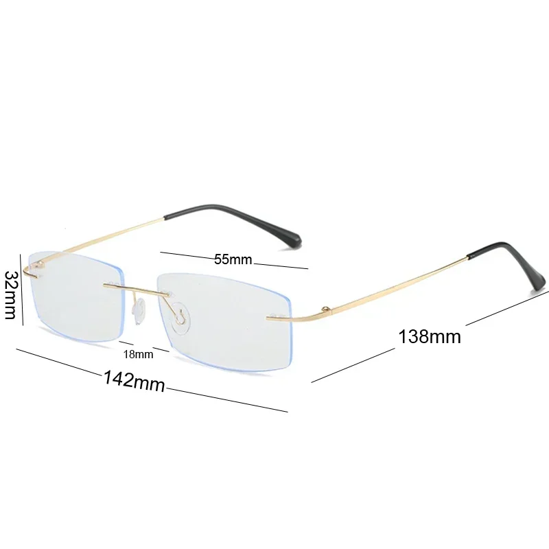 Men Ultra Light Myopia Glasses Small Square Frameless Anti-blue Light Near Sight Glasses Ultra Light Unisex Short Sight Glasses 6