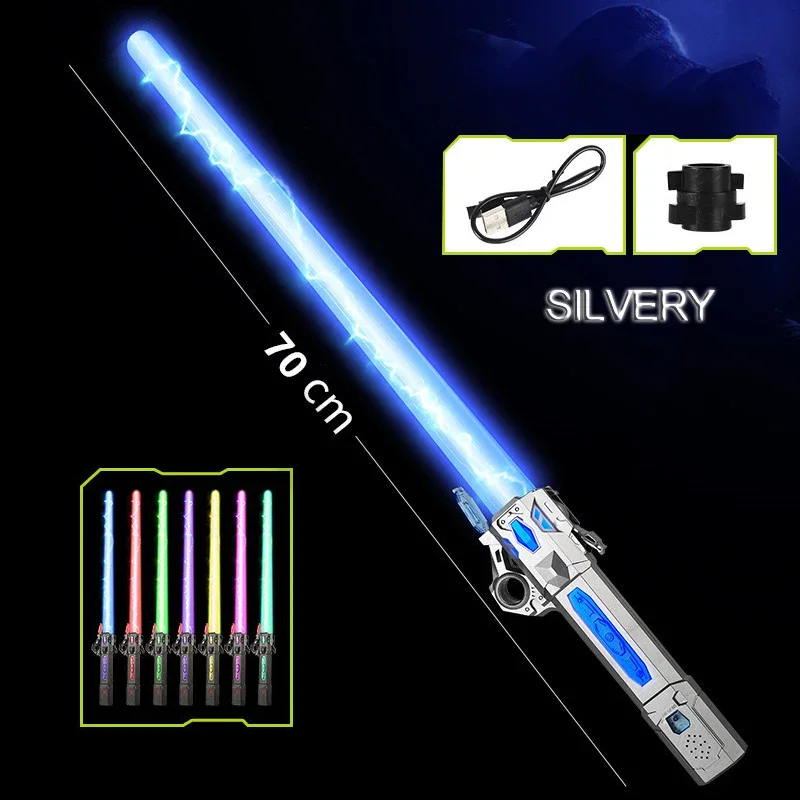 Children Colorful Glowing Sword Toys decompression toy laser sword telescopic toy retractable sword toy cosplay toy cosplay prop Telescopic Music Laser Sword 2-in-1 Rotating Decompression Toy Light Kids Adult Toys