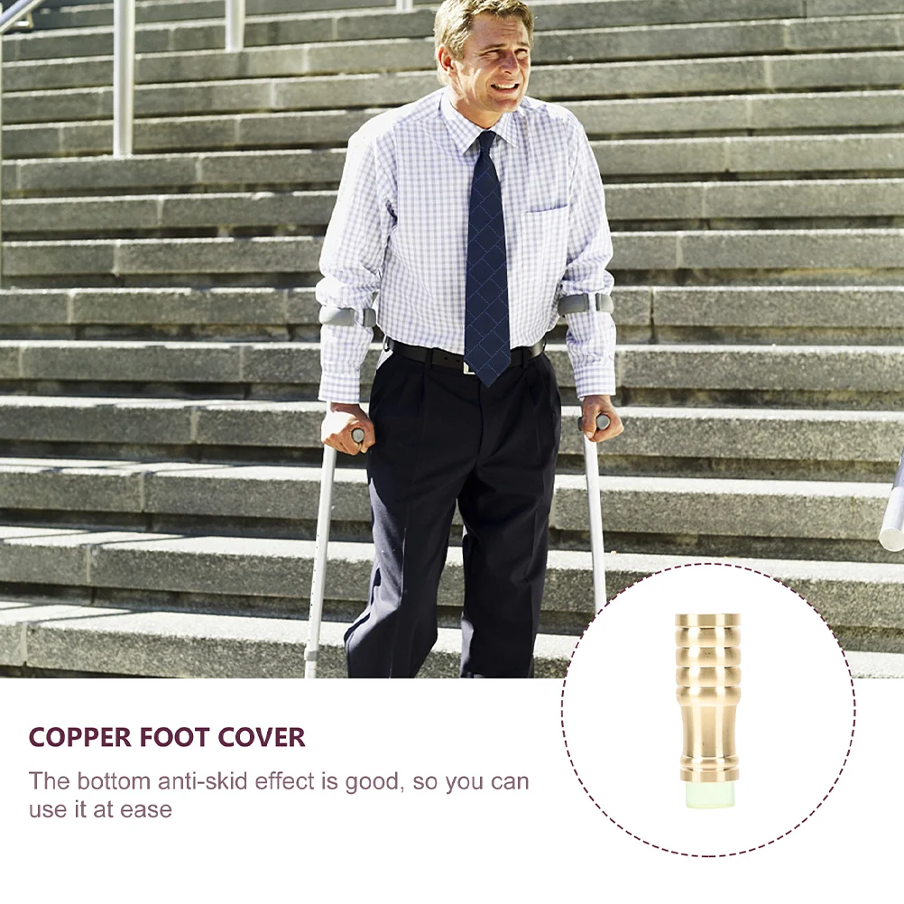 Brass Copper Feet Rubber Pad Walking Cane Tips Crutch Accessories Trekking Poles Foot Covers Cane Tips Anti Slip Health Care walking cane crutch accessory kit