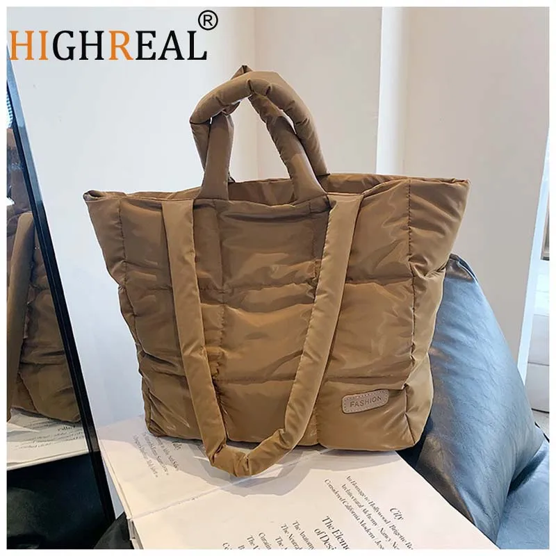 

Модные стеганые сумки на плечо, женские зимние вместительные сумки с хлопковой подкладкой, сумки через плечо с верхними ручками, женские сумки-тоуты для покупок