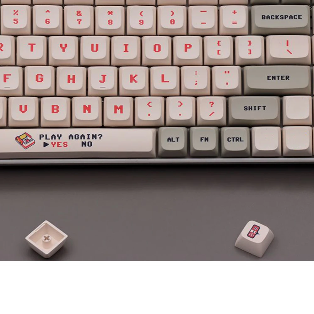 138 Keys Anime Retro Red And White Machine Keycaps Dye Sub PBT XDA Profile for MX Switch DIY Ducky Game Mechanical Keyboard — view 2