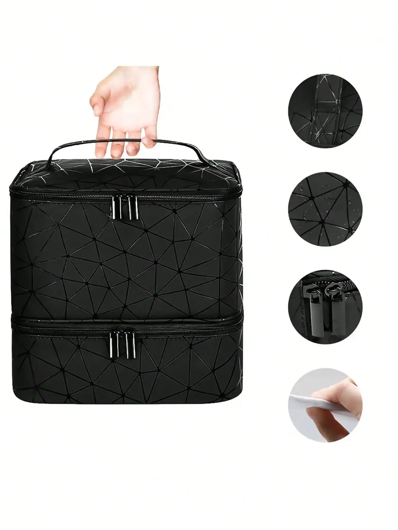 Women's Portable Double-layer Nail Polish Storage Bag Organizer Travel Essential Oil Storage Box Multi-function Bag makeup organizer cosmetic bag storage bag cosmetic storage bag makeup bag cosmetic case