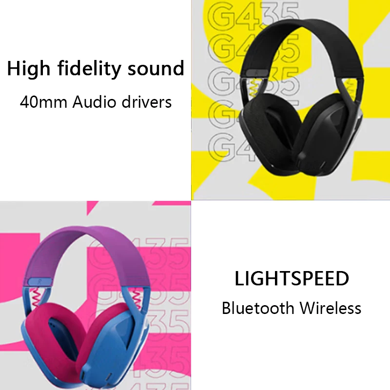 Logitech G435 Headset game nirkabel, Headphone Gaming mikrofon