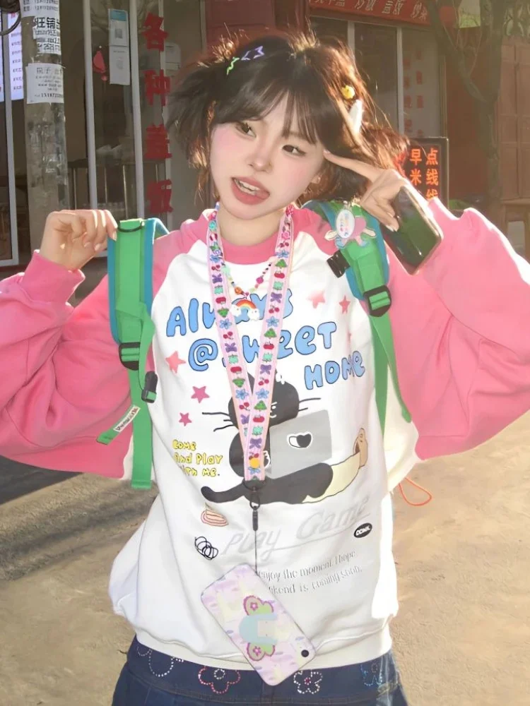 

Deeptown Kawaii Anime Hoodies Women Harajuku Kpop Oversized Sweatshirts Cartoon Loose Long Sleeve Y2K Tops Japanese Style E-girl