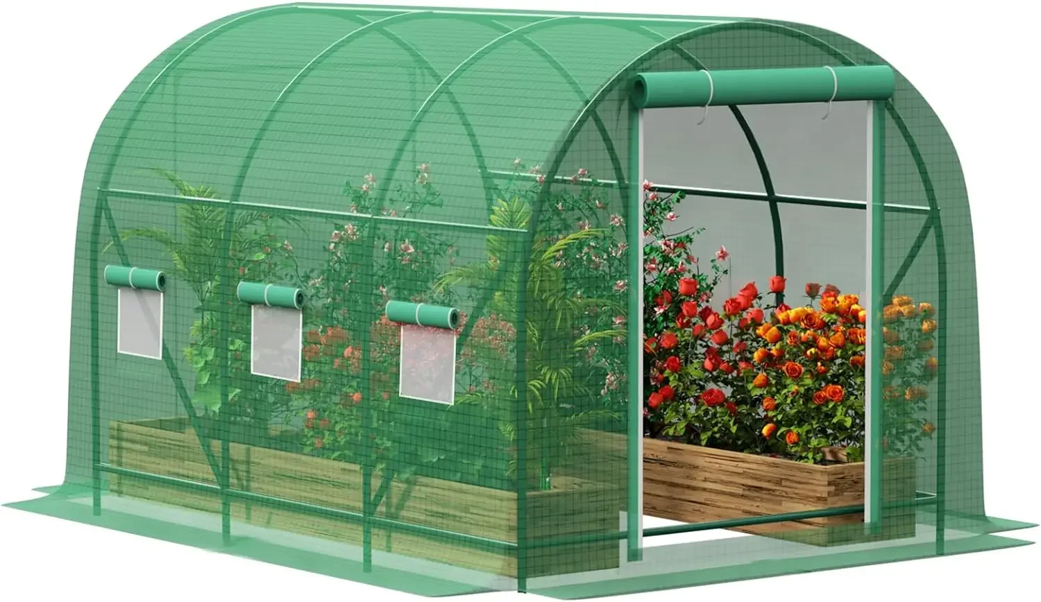 

Greenhouses for Outdoors Heavy Duty, Large Walk in Green Houses for Outside with 6 Ventilated Mesh Windows & Roll-up Door