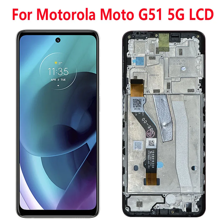 

Дисплей 6,8 дюйма для Motorola Moto G51, телефон с сенсорным экраном и дигитайзером в сборе, замена для Motorola G51, телефон с рамкой