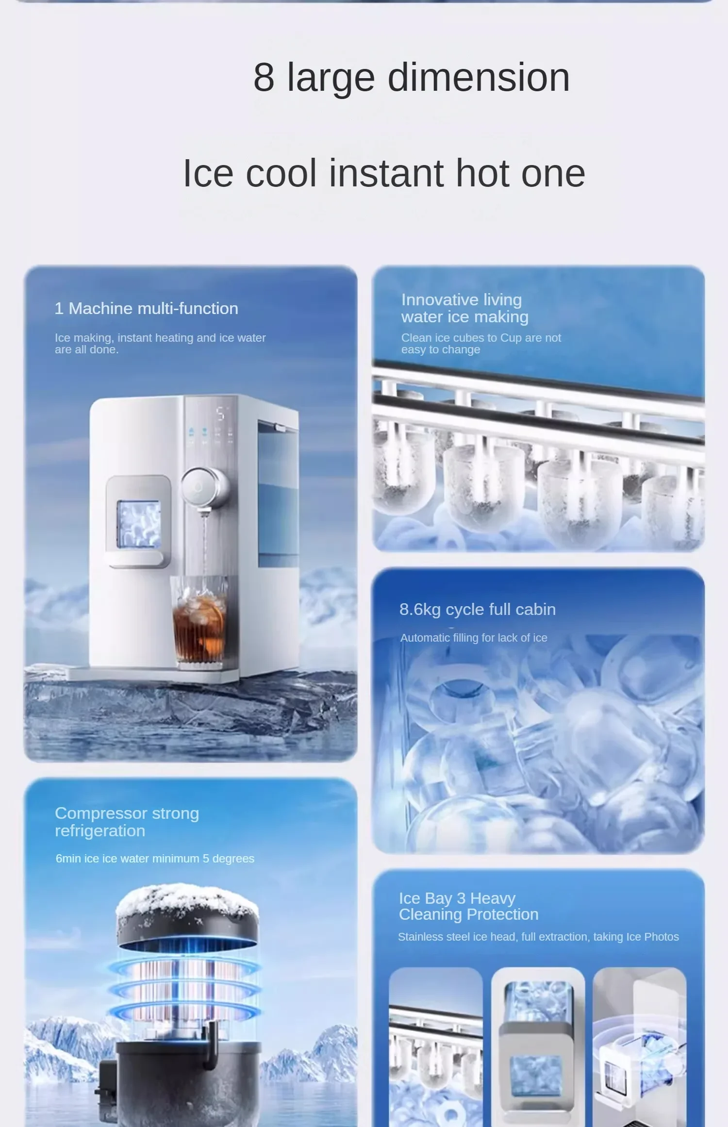 Description Picture 4 of itemIce Water Dispenser Ice Cube Desktop Instant Hot Direct Drink Heating Automatic Integrated Ice Maker Dispensador De Agua