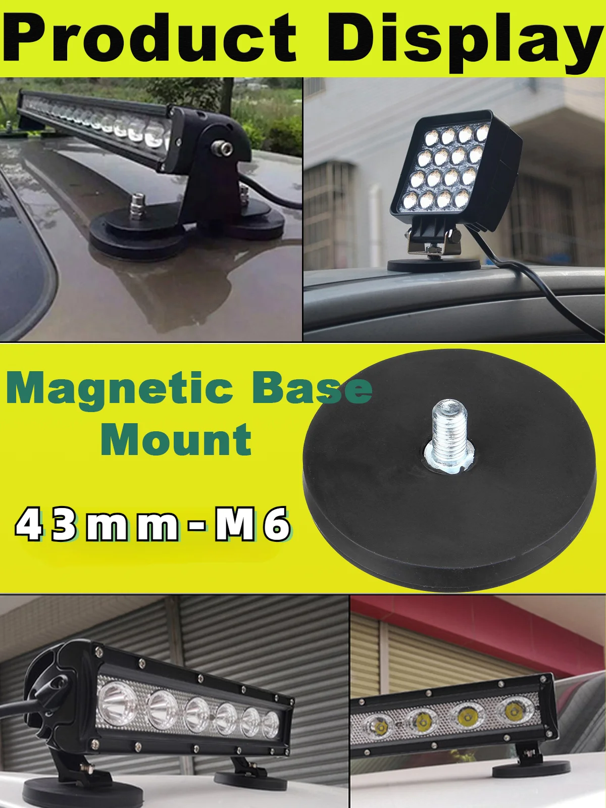 2PCS 43mm M6 Bolt Magnetic Base Mount Bracket Clamp Holder for LED Work Light Bars Offroad SUV Trucks Led Work Light Holder