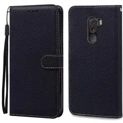 Shockproof Wallet Flip Case - Durable Phone Cover for Pocophone F1-Poco F1 (Black)
