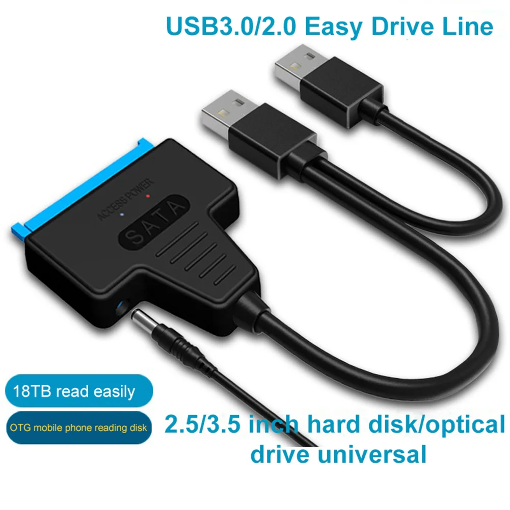 쉬운 드라이브 라인 USB 3.0 Sata DC 전원 공급 포트, 기계식 솔리드 스테이트 하드 드라이브 어댑터 라인, USB2.0
