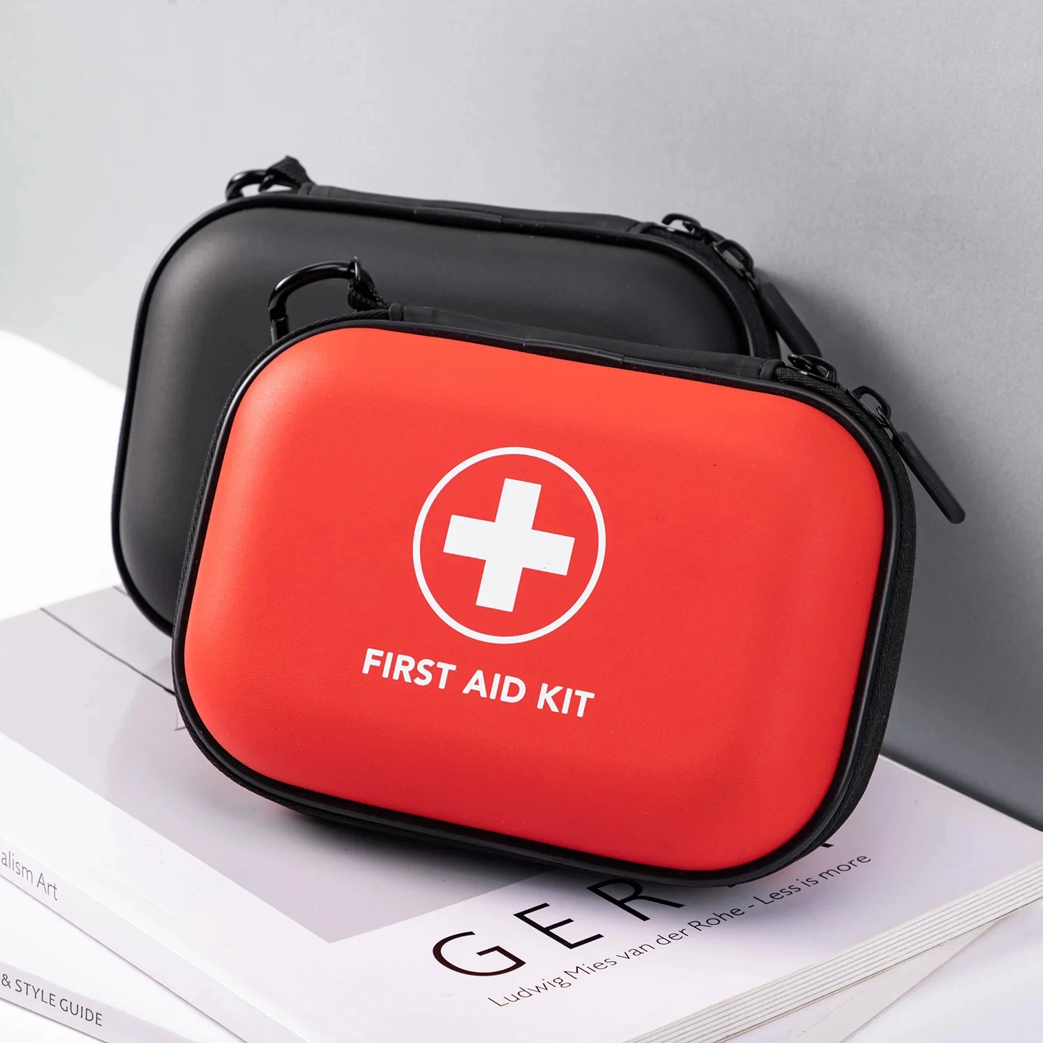 Portable First Aid Kit in Hard Shell Case with Carabiner Clip Compact Emergency Medical Bag for Home Outdoor Travel Cam first aid kit