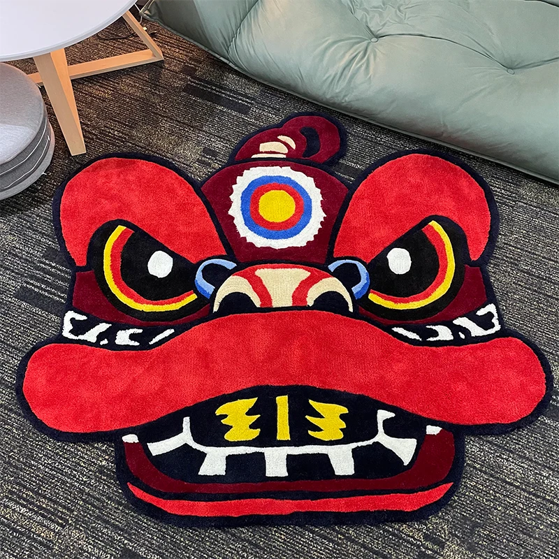 

Red Lion Rug Bedroom Chinese Traditional Carpet Designer Home Decoration Living Room Thickened Handmade Floor Mat Custom Rugs