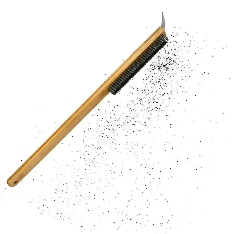 Pizza Oven Brush With Scraper Long Handle Pizza Stone Cleaner Long