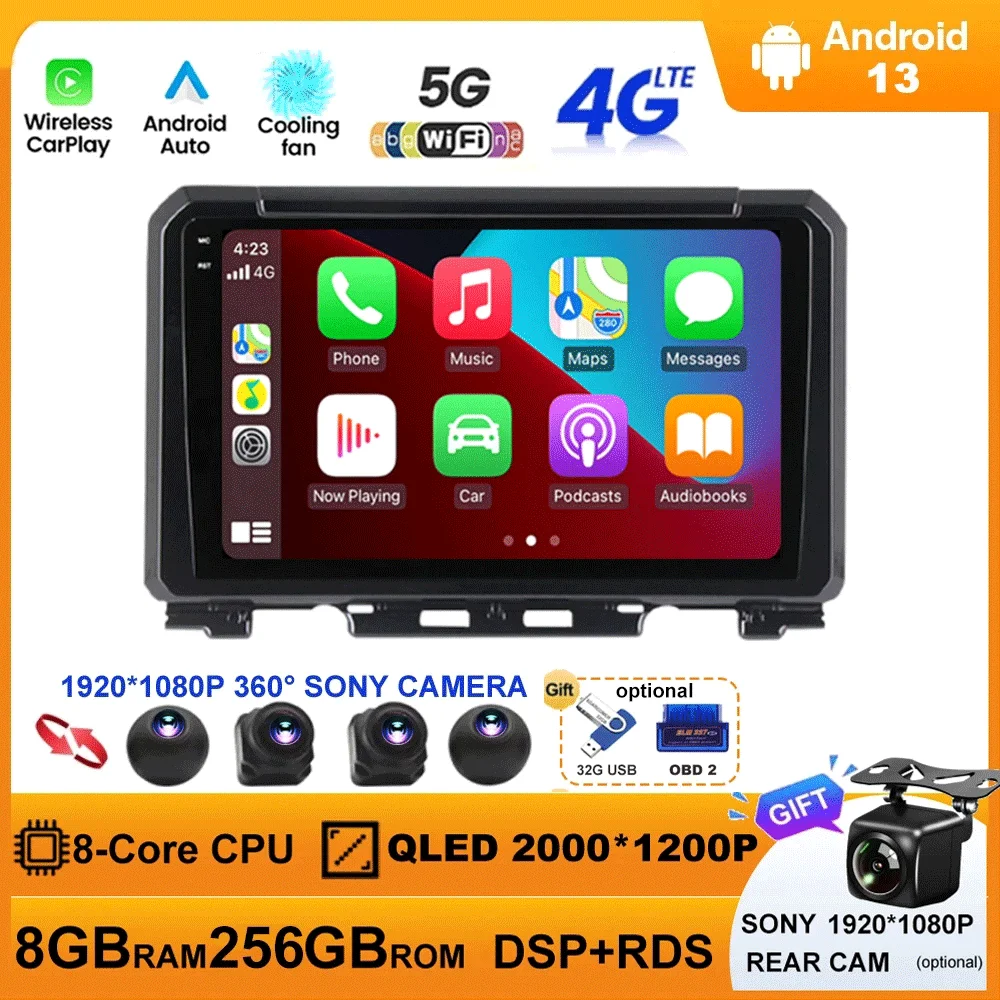 

Android 13 для Suzuki Jimny 2018 2019 2020 автомобильное радио, мультимедийный видеоплеер, навигация GPS Φ WIFI DSP Carplay Auto 360 камера