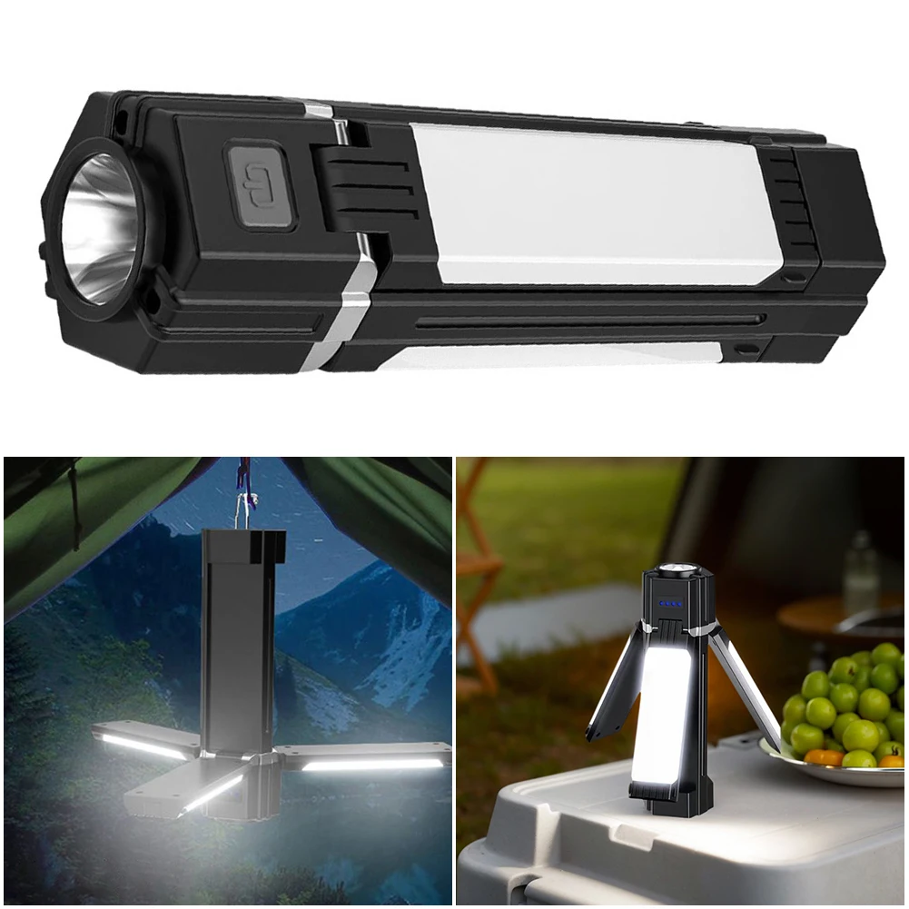 USB 충전식 다기능 접이식 LED 손전등, 접이식 토치 보조배터리, 행잉 텐트 램프, 5 가지 모드, 800LM, 1500mAh, 3000mAh