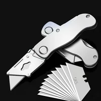 Metal Stainless Steel Folding Box Cutter Knife Self-Locking Design Sharp unboxing knife couteau pliant Art Supplies Stationery 1