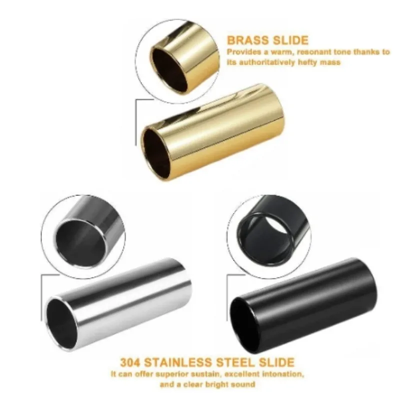 60MM Guitar Slide Bar Stainless Steel Metal/Glass Finger Slides For Ukulele Guitar Blues country jazz finger sleeve slide stick