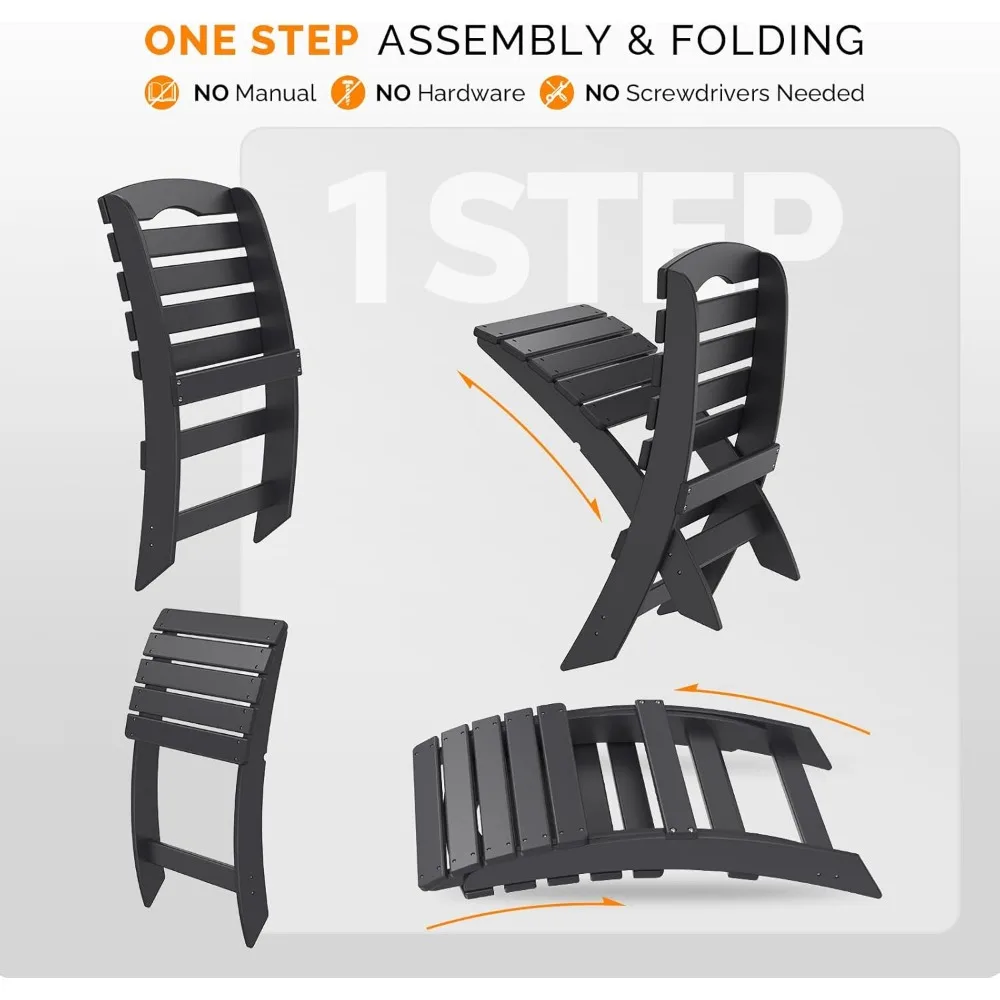 Portable Adirondack Chairs Set of 2, Folding Plastic Adirondack Chair for All Weathers, Outdoor Fire Pit Chairs for Patio 4