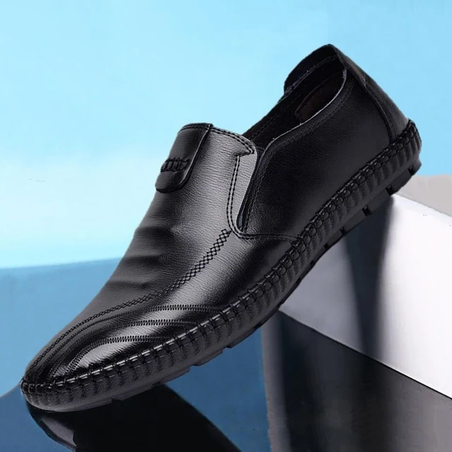 Zapatos de vestir de cuero Oxford para hombre, zapatillas cómodas con  cordones, calzado plano