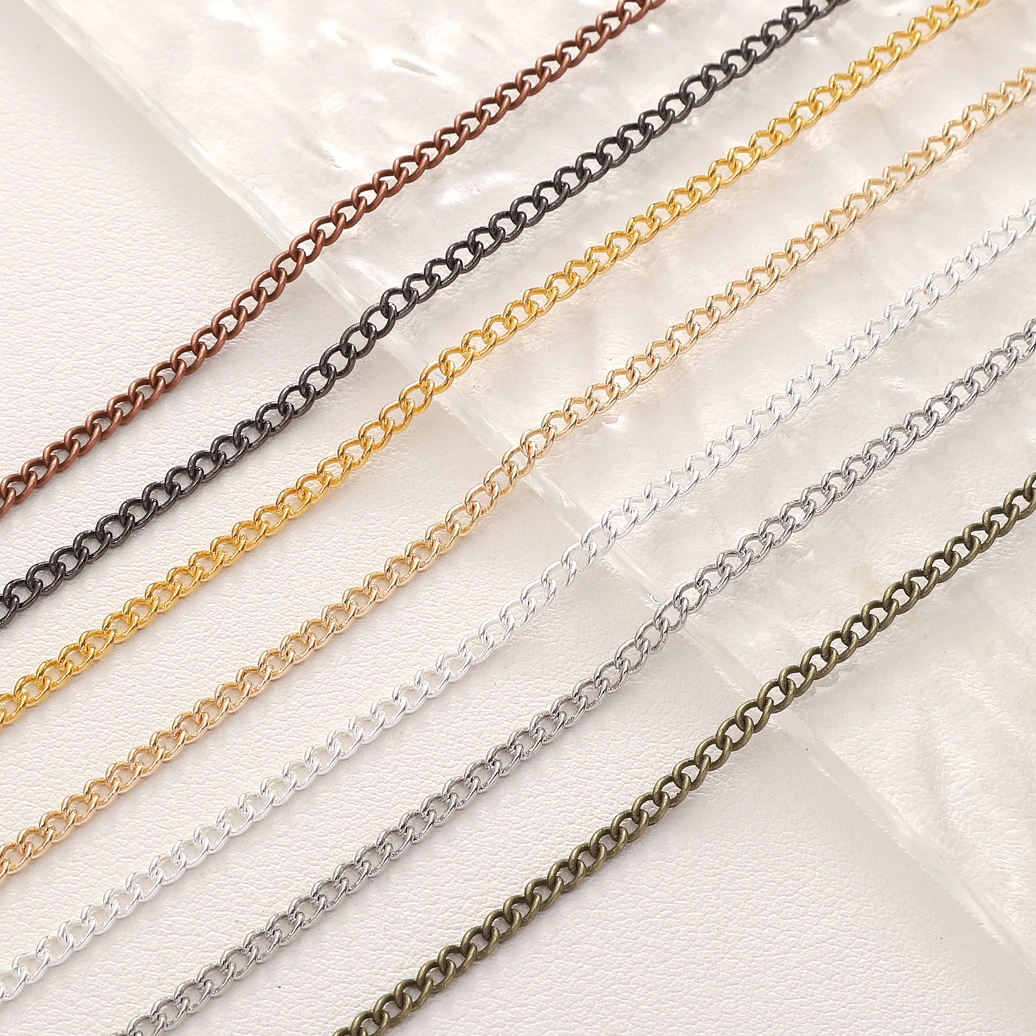 Kupferbeschichtete dünne Eisenkette Halskette 1/5M 1,3/1,6/2/2,5MM für handgemachte DIY Schmuckherstellung Armband Zubehör