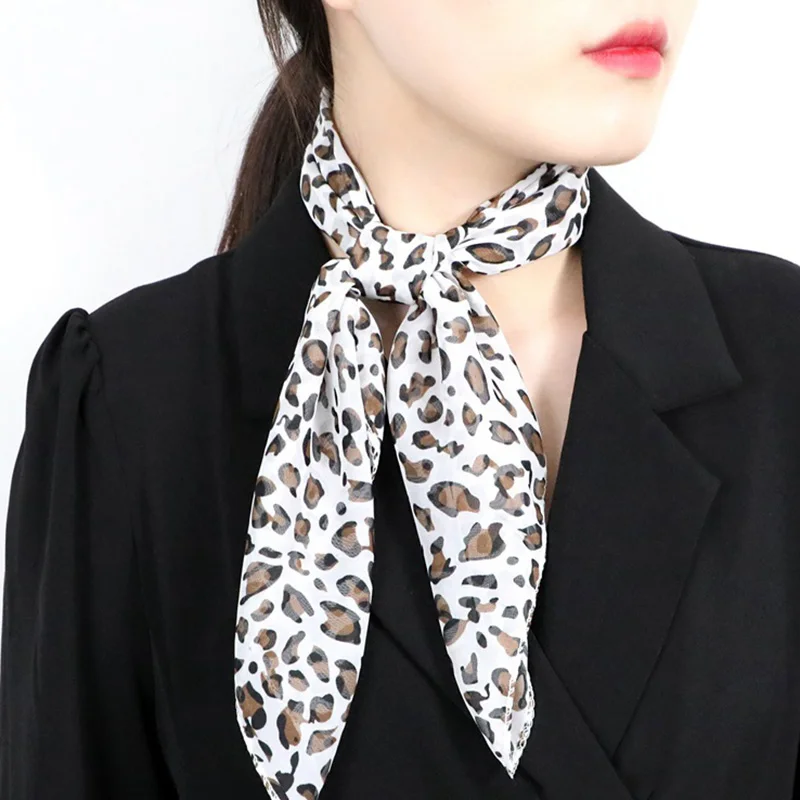 Fashion Leopard Print Square Silk Scarf 60x60cm Summer Thin Chiffon Shade Sunscreen Scarves Neck Guard Woman's Shawl V18 5