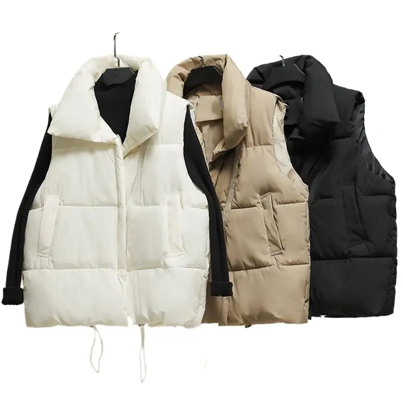 

2024 Large Size Puffer Jacket Female Winter Autumn Fashion Vest New Down Cotton Padded Outerwear Sleeveless Women Loose Vest