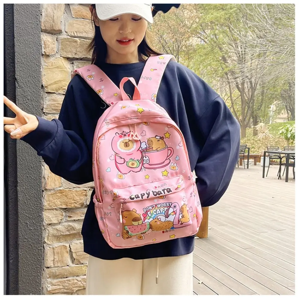 Cute Large Capacity Capybara Backpack Cartoon Breathable Student Schoolbag Nylon Ultra-light Book Bag 2