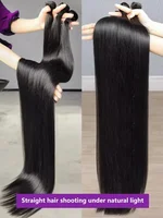 Extensions de cheveux humains brésiliens lisses en lots, 32 pouces, couleur naturelle, tressées, non traitées, cheveux vierges Remy, double trame 1