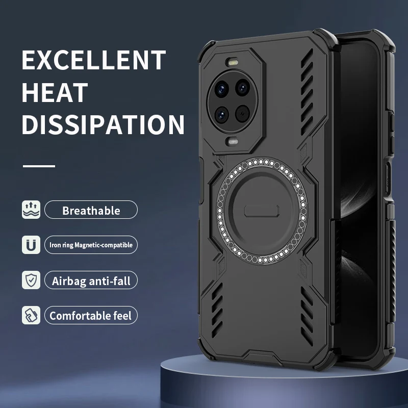 Enhanced Magnetic Air Cushion Anti-Drop Phone Case with Mecha Heat Dissipation