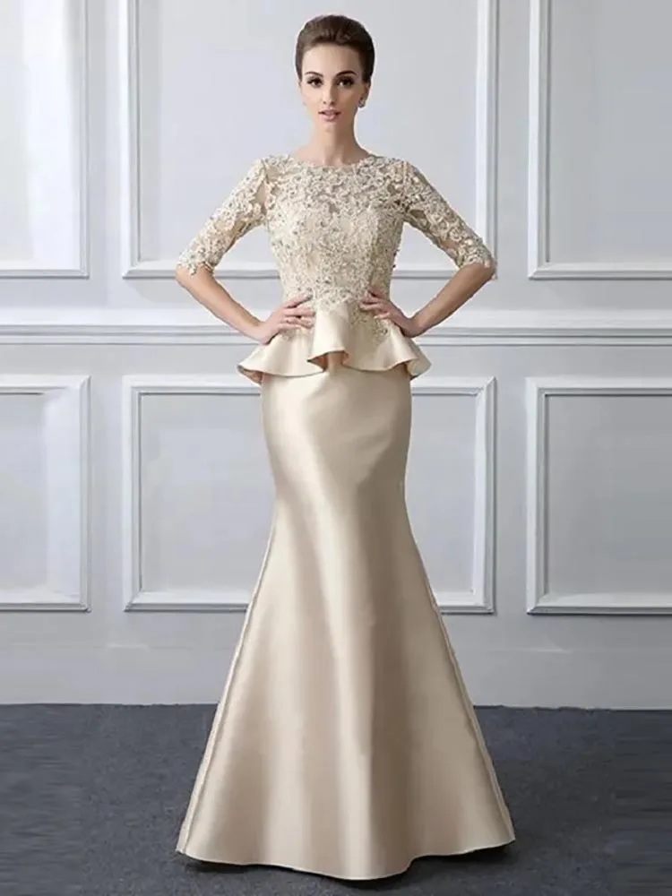 Apliques de renda elegante com babados, Sereia ou trompete, vestido para a mãe da noiva, ocasião, festa formal, casamento, verão, 2023