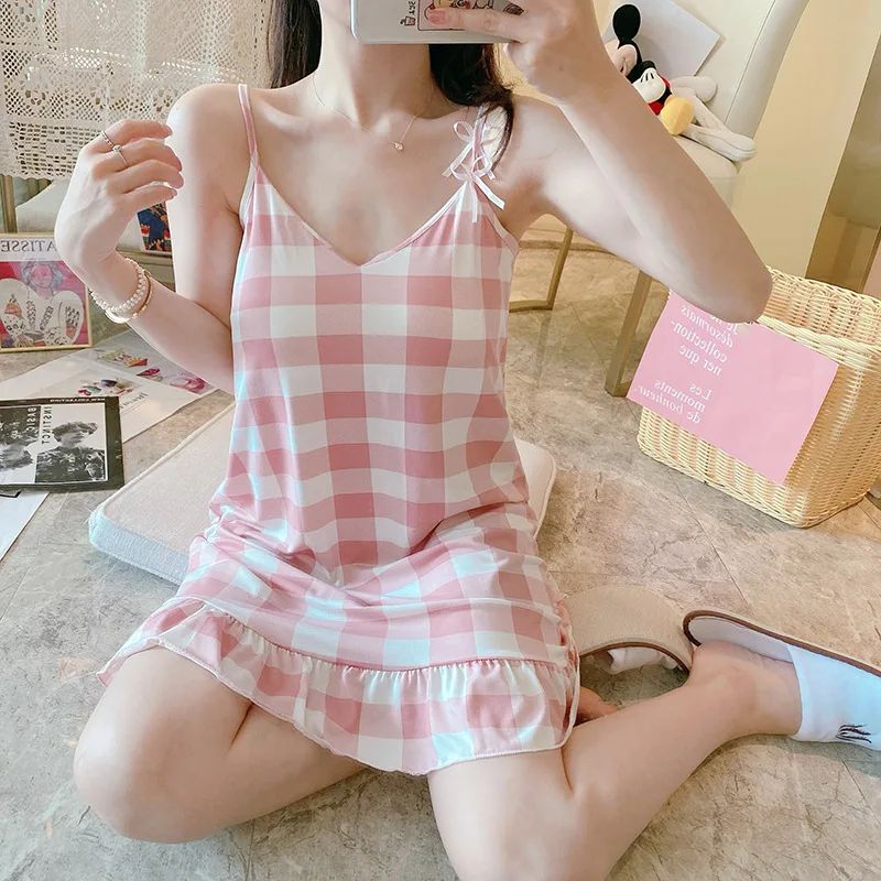 Women Nightgown with Padded Bra Sexy Milky Silk Eyeshade Nightwear Sleepwear Dress Lingerie Sleepdress Mini Homedress Nightdress