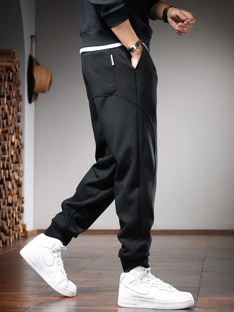 Autumn Sport Casual Pants Men Black Sweatpants Fashion Letter Printed Elastic Waist Drawstring Joggers Trousers
