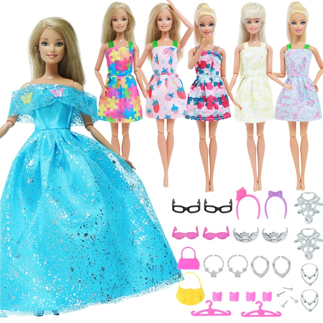 Kit Atacado 5 Vestidos De Princesa Para Boneca Barbie