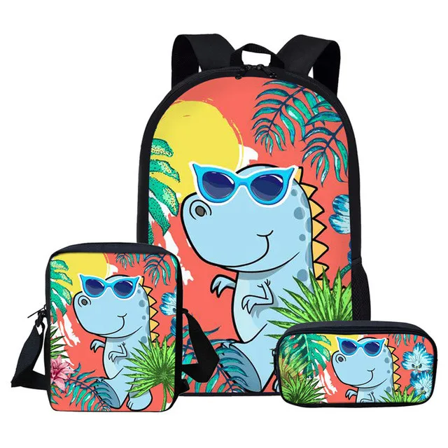 3D Printed Dinosaur Backpack 3pcs/set Cartoon Animal Dinosaur School Bags For Girls Boys Child Book Bag Schoolbag Crosbody Bag