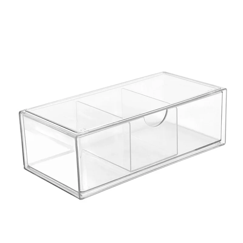 Transparent Pull-out Design Stackable Storage Drawer Acrylic Bathroom Cosmetic Storage Bag Vanity Cabinet Cutlery Storage Box 4
