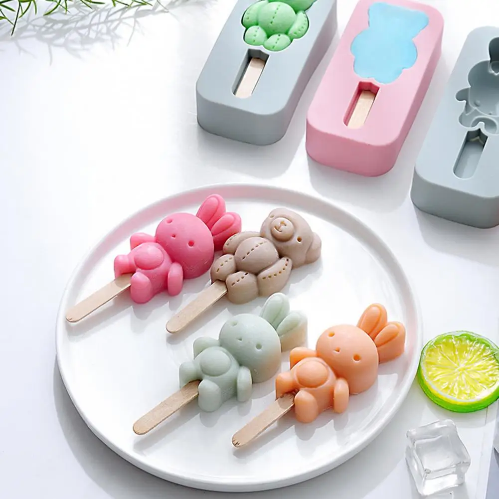 Popsicle Mold Soft Ice Cream Tray Cute Animal Shape Ice Lolly Mold