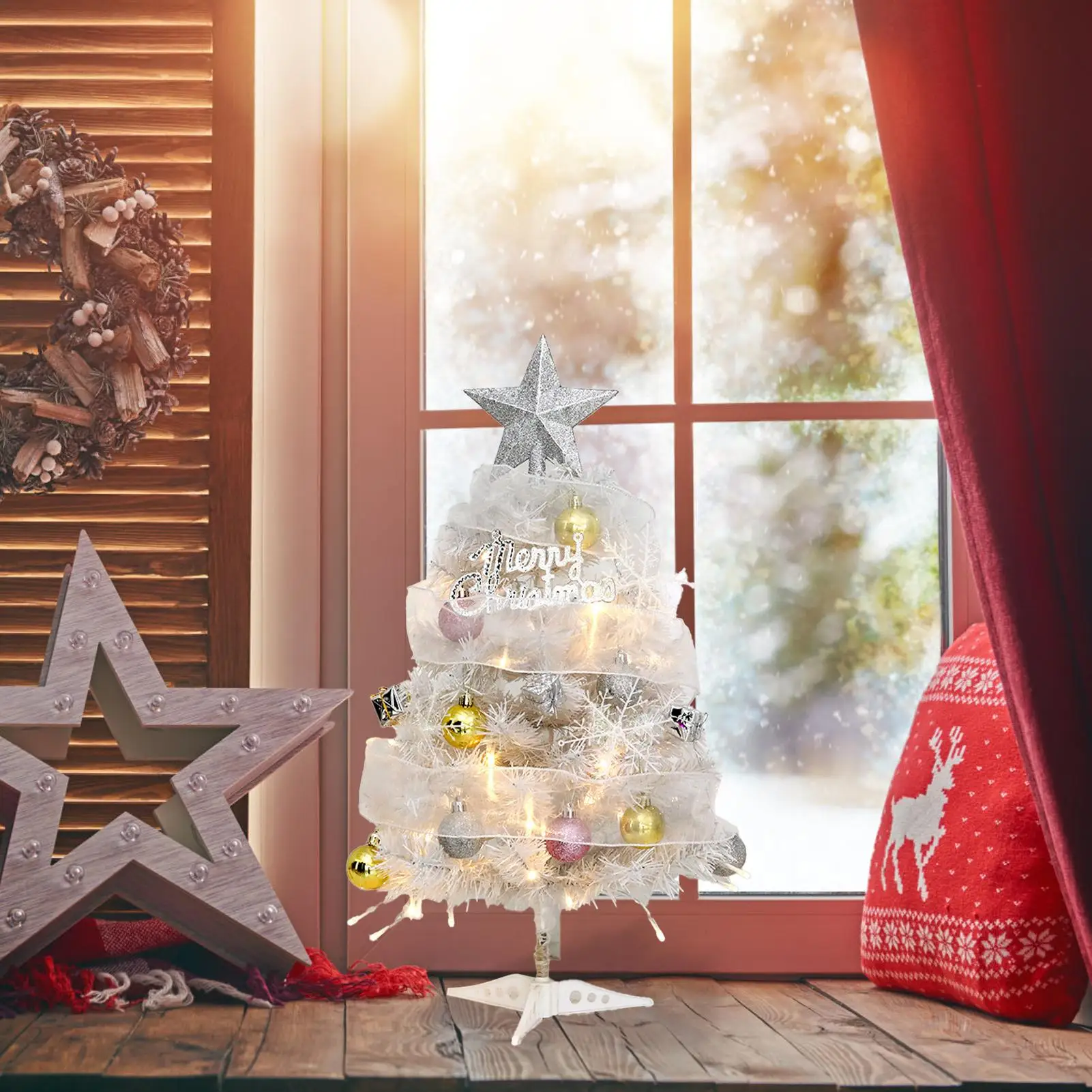 Small Christmas Tree Glowing Artificial Home Decor Christmas Tree Figurines Table Decor For Home Decor Office Living Room