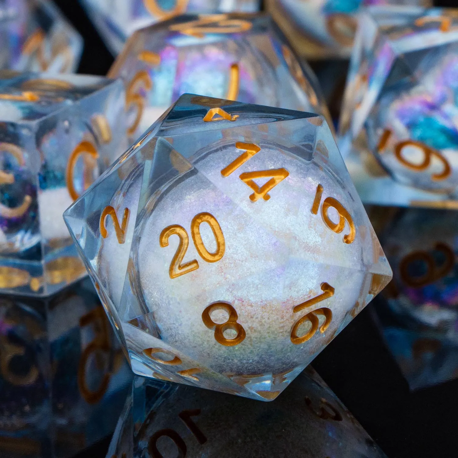 

D и D D20 белый жидкий ПОТОК Core ролевая игра D6 многогранные острые края D + D кости для подземелья и дракона Pathfinder ролевые игры