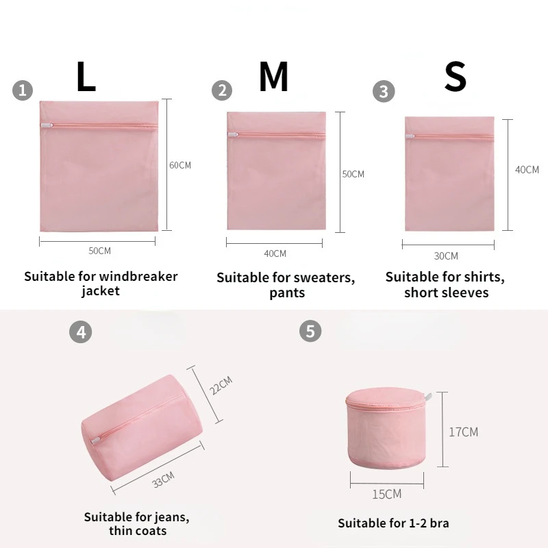 Pink Mesh Laundry Bag Home Protection Organizer Net Dirty Clothing Laundry Basket for Washing Machines Mesh Underwear Bra Bag 2