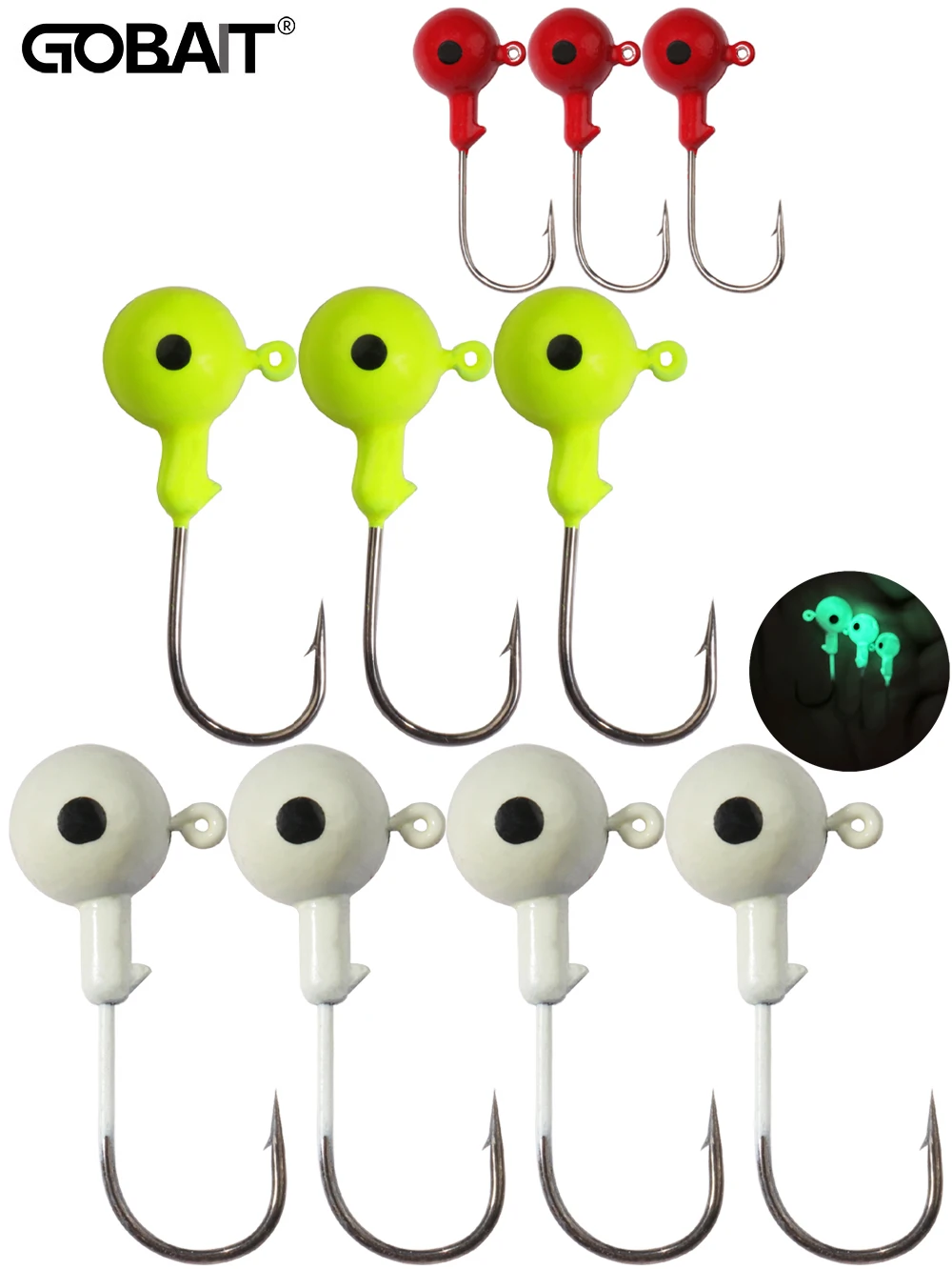 10 teile/los Metall Jig Haken 3,5g 18g Farbe 3D Auge Ball Jigging Kopf Haken Widerhaken Kurbel Schaft für weiche Köder Wurm Angeln Angelhaken – Detail 9
