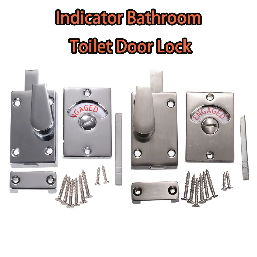 Indicator Bathroom Toilet Door Lock WC Door Bolt Lock Shower Cubicles  Indicator Vacant Engaged Door Lock Chrome/Nickel Brushed