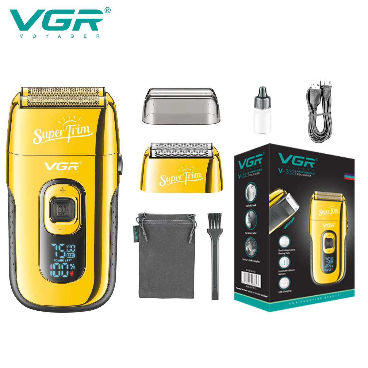 

VGR Hair Trimmer Electric Shaver Professional Razor Household Beard Trimmer Reciprocating Mini Shaving Machine for Men V-332