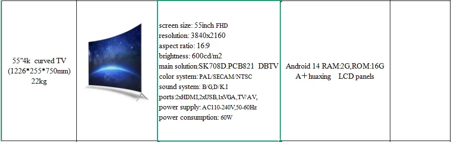 Wholesale LED TV Curved Screen 55 Inch Metal Frame Smart Android LCD TV Ultra HD 4K Smart Television 5