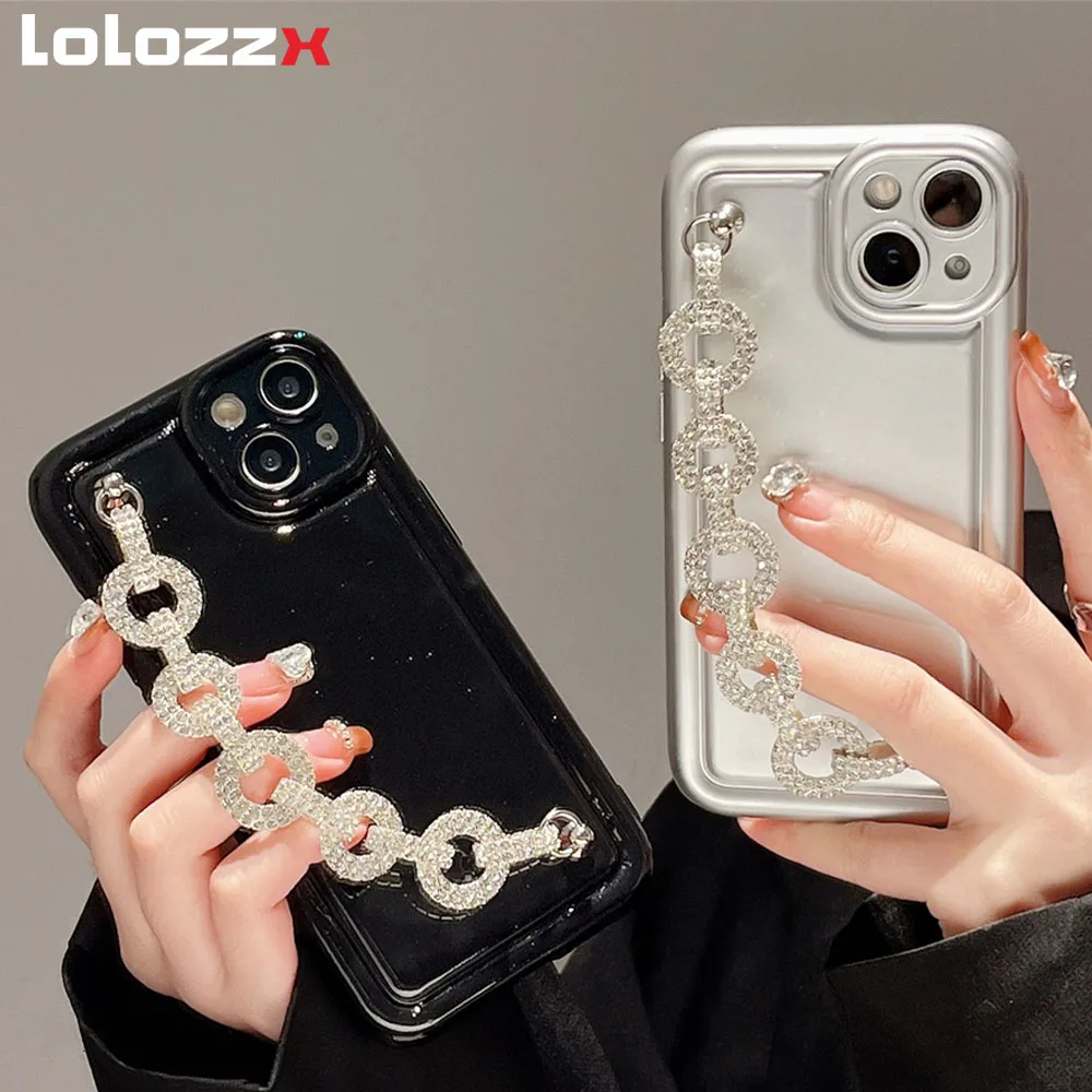 For iphone 12 11 Pro Max X Xs Max XR SE 2020 6 6S 7 8 plus Luxury Crossbody  Electroplate Wrist Strap Lanyard Holder Phone Case - AliExpress