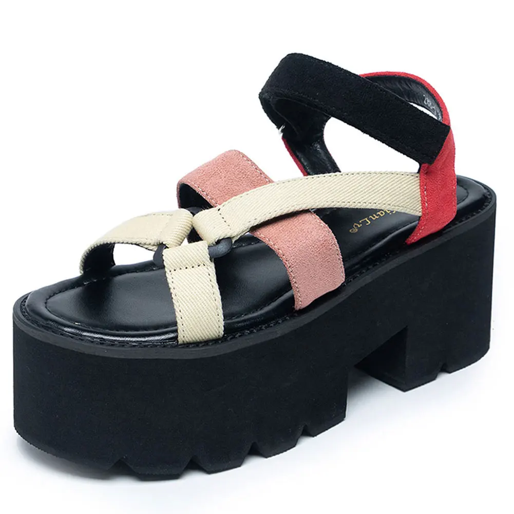 2022 Brand Leisure Chunky Platform Sandals High Block Heels Gladiator Goth Black Shoes Woman Fashion Trendy Summer Women Sandals 