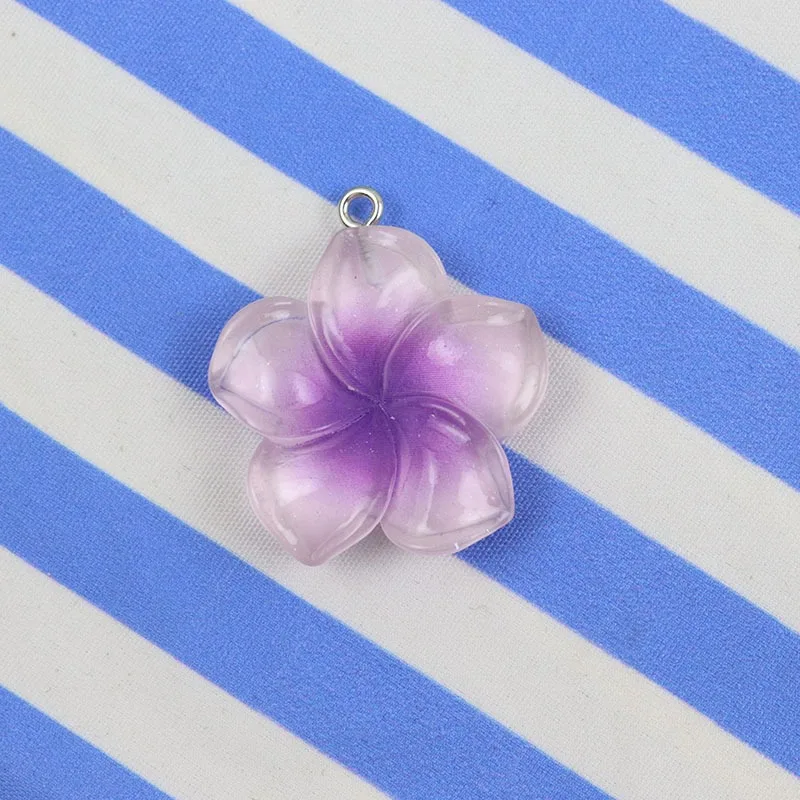 10pcs 수지 투명 벚꽃 다섯 꽃잎 꽃 펜던트 키 체인 휴대 전화 체인 펜던트 DIY 쥬얼리 액세서리