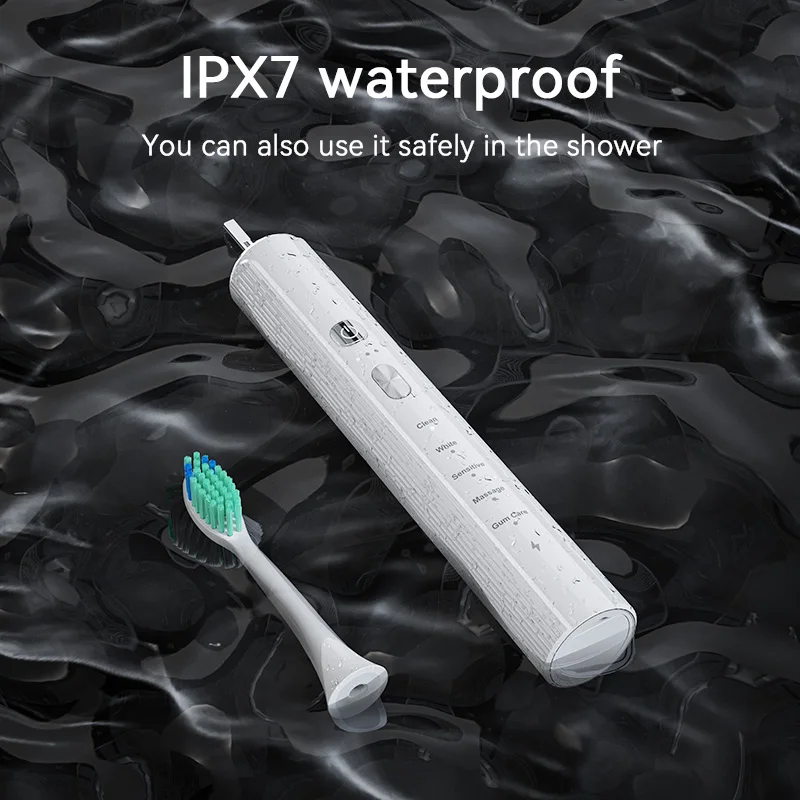 SUNUO Black White Sonic Electric Toothbrushes For Adult 5 Modes USB Charging IPX7 Waterproof Visual Electric Toothbrush