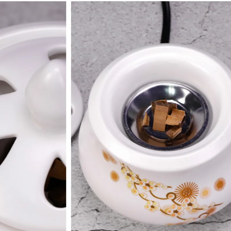 Ceramic Incense Burner Flower Electric Room Fragrance Aroma Oil Burner Blue Yoga Plate Wierook Houder Insense Holder Zen Decor - Image 4